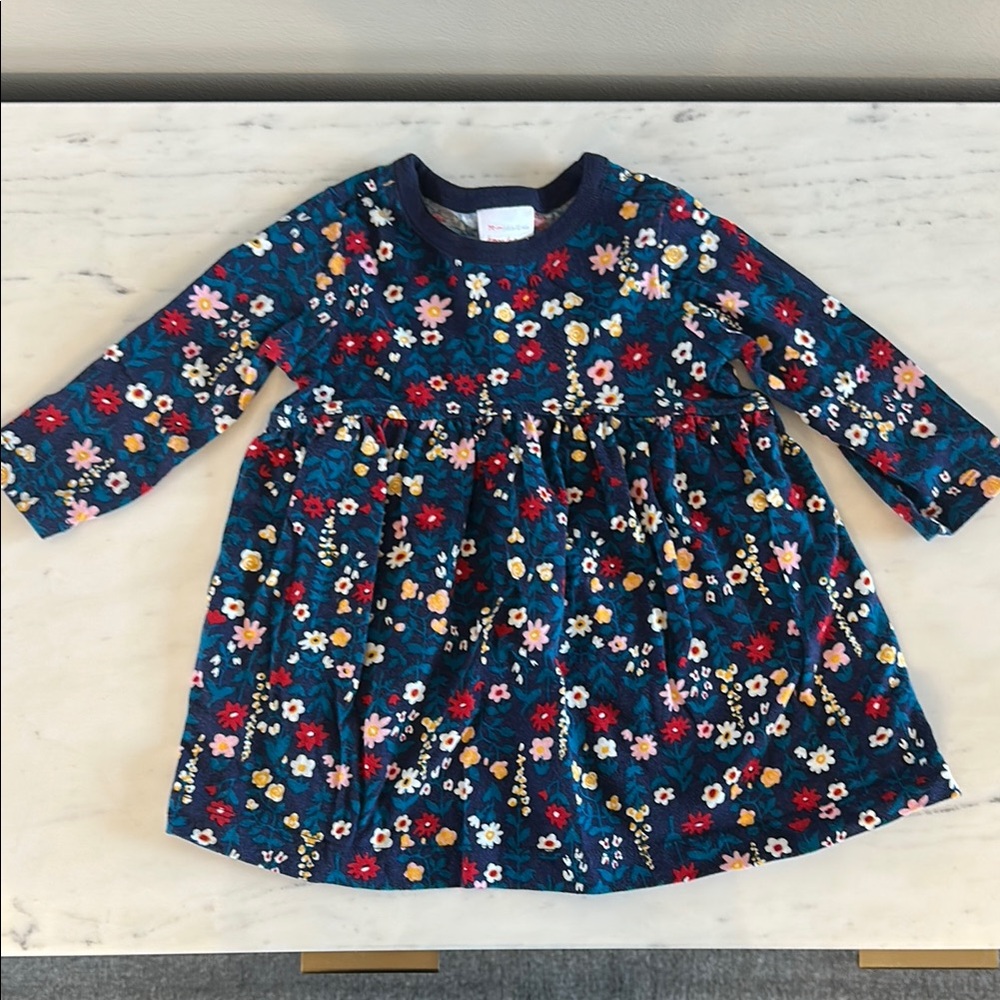 Hanna Andersson, 6-12m, Like New. Floral Kids Dress - Blue and Red